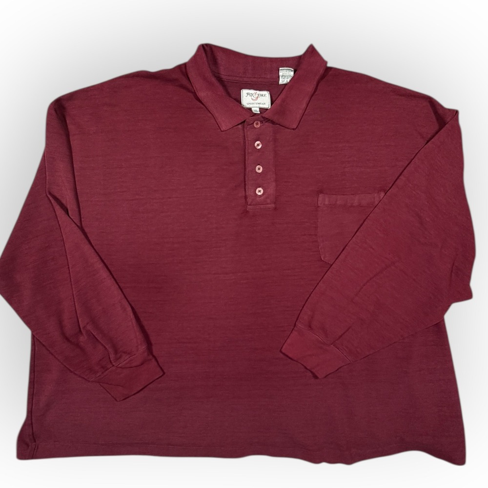 Fox Fire Sportswear Burgundy Long Sleeve Polo Shirt Big & Tall 6XL India‎ red